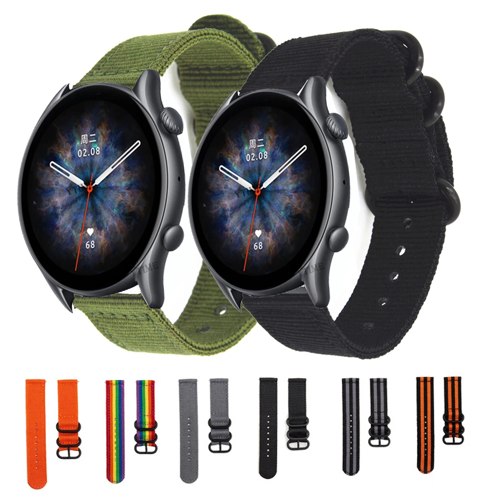 22mm Nylon Bracelet Band For Amazfit GTR 2/ GTR 2E/GTR 3 Pro/GTR 4 Watch Strap For Amazfit Pace Stratos 3 2 2S GTR 47mm Correa