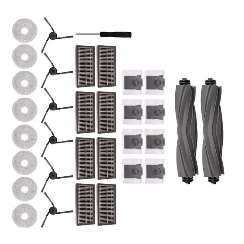 

TAIGH-Main Side Brush Filter Mop Cloth Dust Bag Set Of 33PCS For Dreame L40 Ultra/X40 Ultra/Mova P10 Pro Ultra Vacuum Cleaners