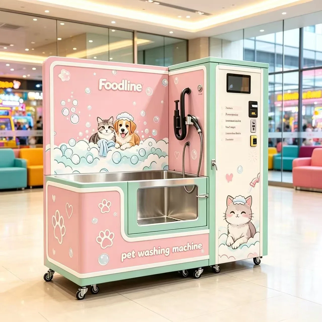 24h Self Service Pet Bath Machine Touch Screen Dog Cleaning Station Stainless Steel Dog Wash Station Vending Machine