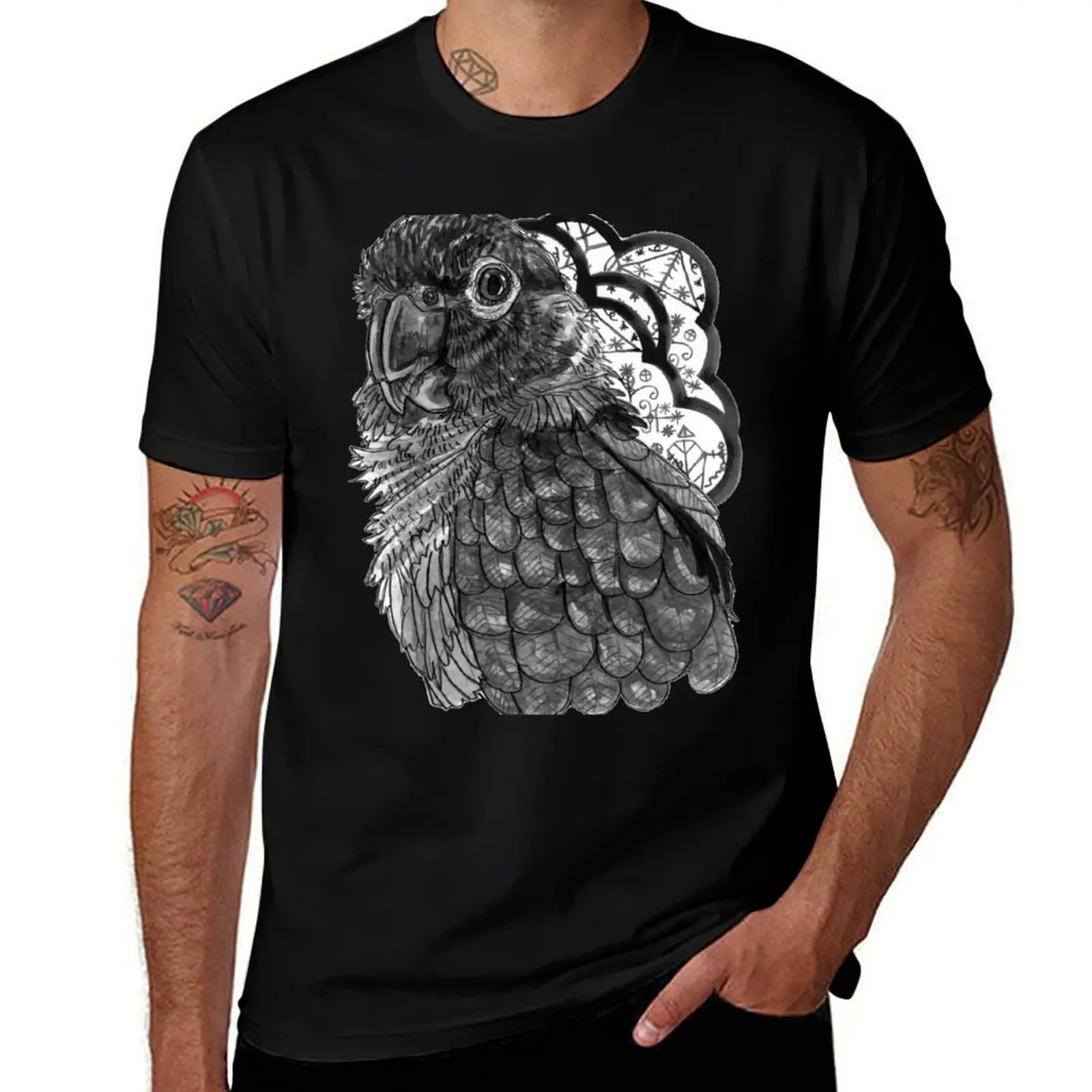 Greyscale Conure T-Shirt Comfortable Workout Short Sleeve Shirt