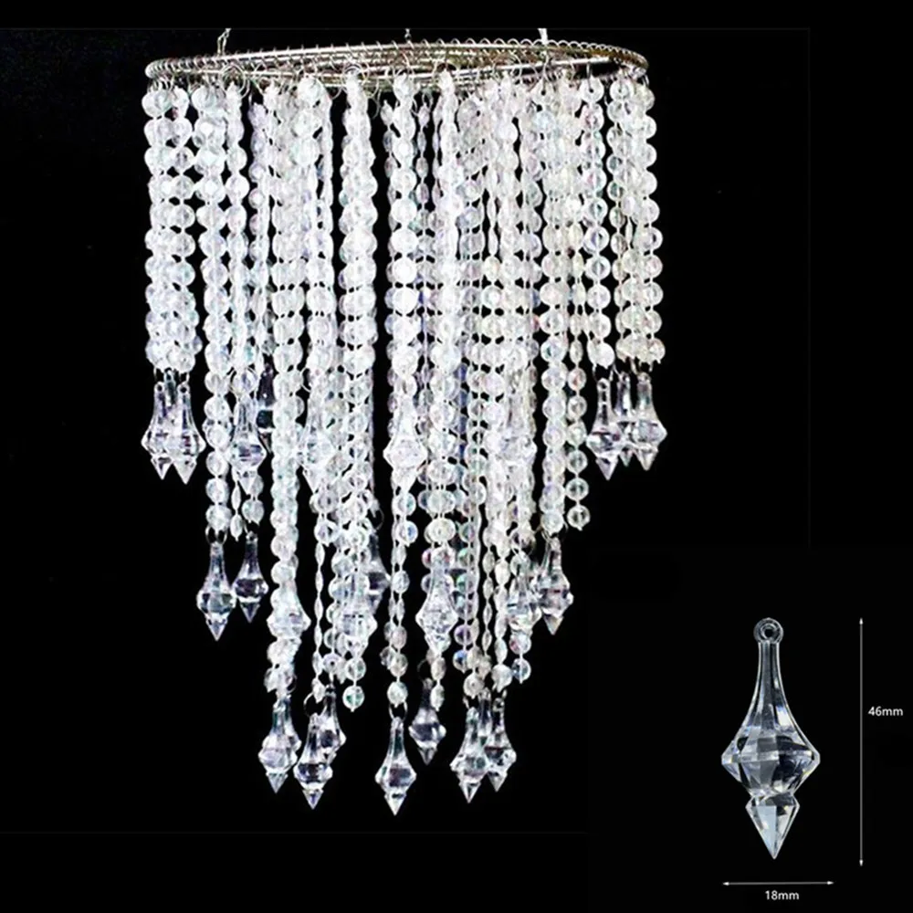 20Pcs Acrylic Beads Crystals 18*46mm Hanging Pendant Pointed Drop Chandelier Wedding Party DIY Home Decoration