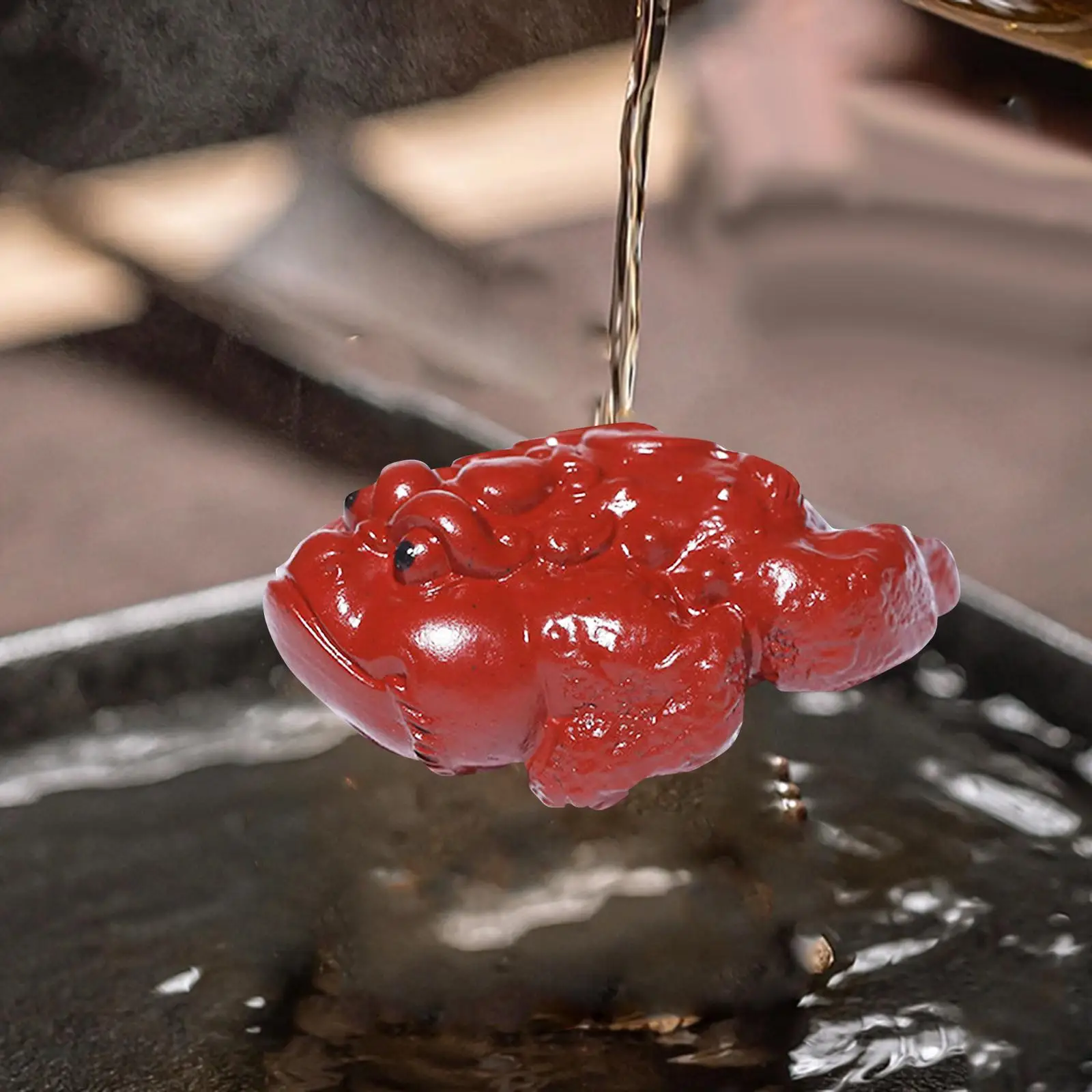 Pottery Clay Mini Red Toad Tea Pet Miniature Kung Fu Tea Pet Model Lovely