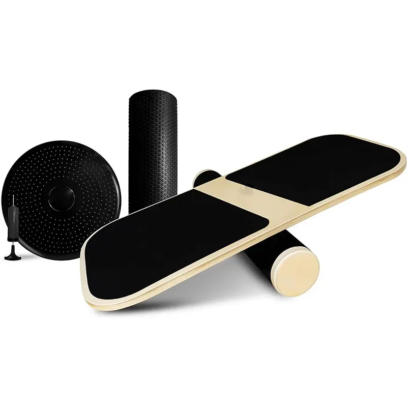 

3 in 1 Multifunction Fitness Equipment Yoga Exercise Wooden Training Board Exercise Roller Balance Boardpromote sales