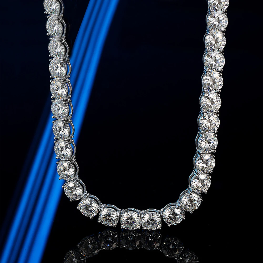 

Serenity 6,5 мм, 8 мм, 10 мм, муассанитовое теннисное ожерелье для женщин и мужчин, подарок, твердое серебро 925 пробы, лабораторная бриллиантовая цепочка на шею, ювелирные изделия 18 карат