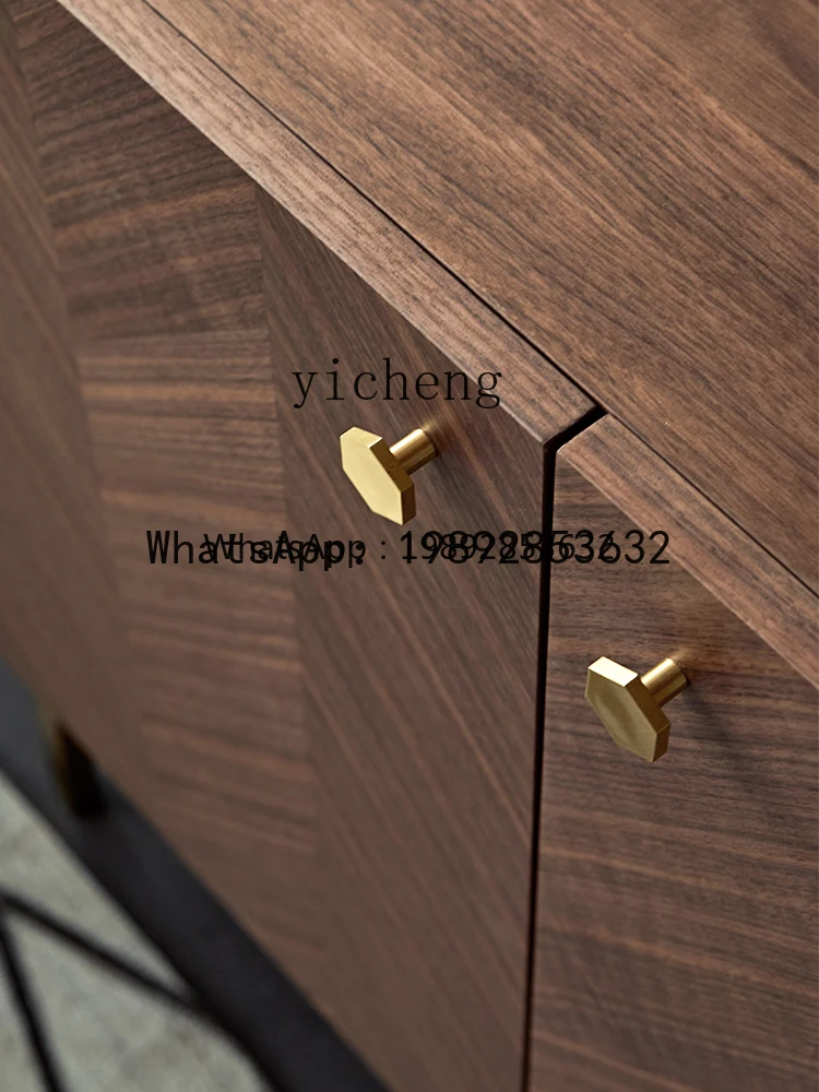 ABC Chinese Style Walnut Color Mosaic  Cabinet Multi-Functional Metal Meal Storage Sideboard Cabinet