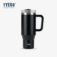 Tyeso 900/1200ML Tumbler Bottle Stainless Steel Car Mug With Handle Straw Thermal Iced Travel Vacuum Insulated Coffee Hot Cup