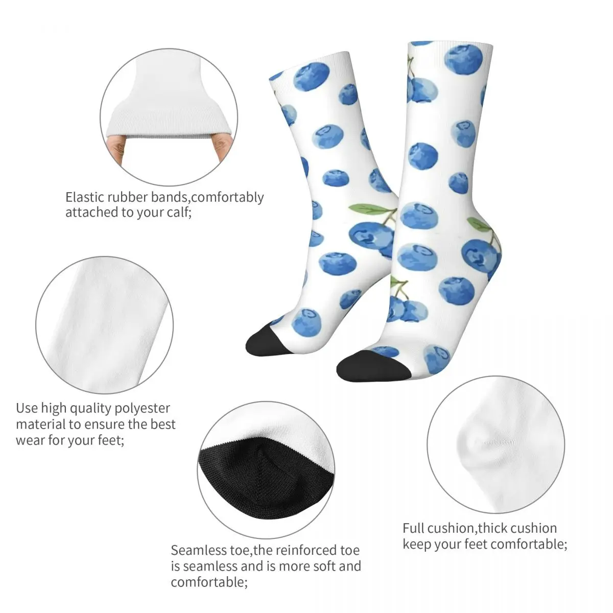 Funny Compression Sock for Men Blueberry Fruit Pattern - Gift For Contemporary Arts Lover Vintage Fruit Family Boys Crew Sock