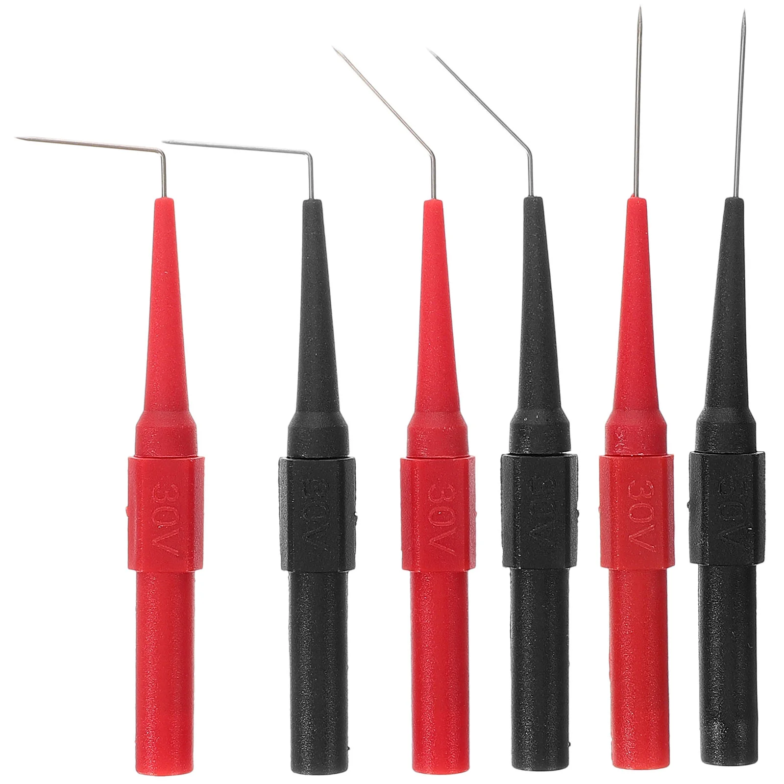 6 Pcs Multimeter Test Probes 0 7mm Copper Needles Red Angled Tips Piercing Automotive Electrical Systems Versatile