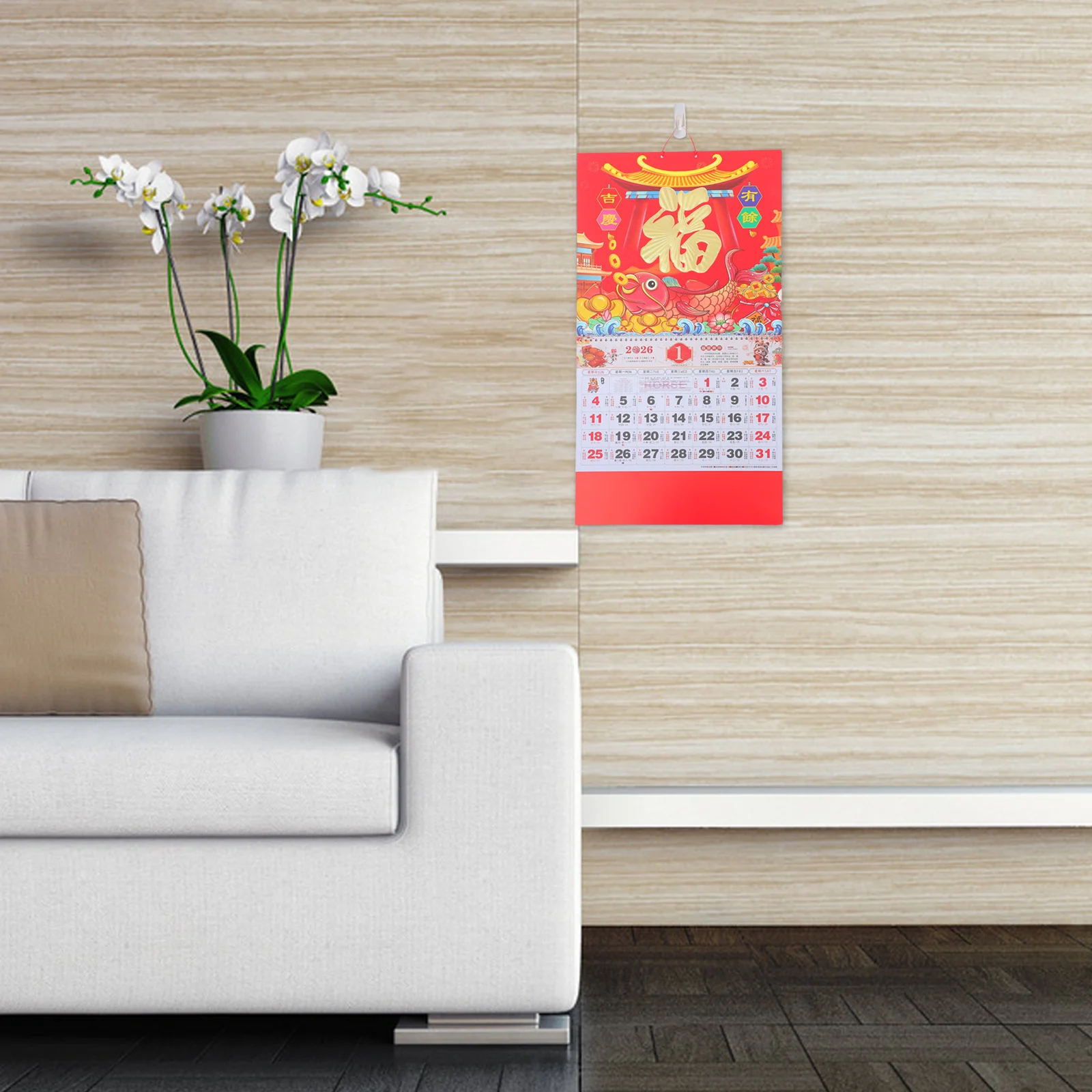 2026 Tear Off Daily Paper Calendario da appendere per Capodanno cinese Vacanze multi-paese Layout mensile trasparente Ufficio luminoso