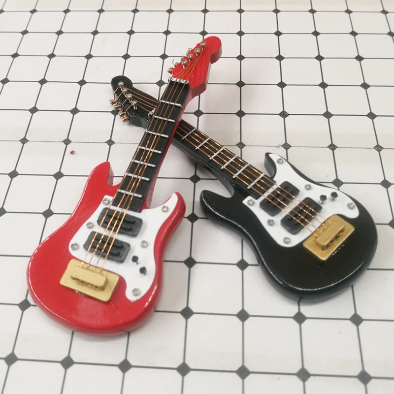 1pc Mini Electric Guitar Wooden Miniature Guitar Model Musical Instrument Guitar Decoration Gift Decor For Bedroom Living Room