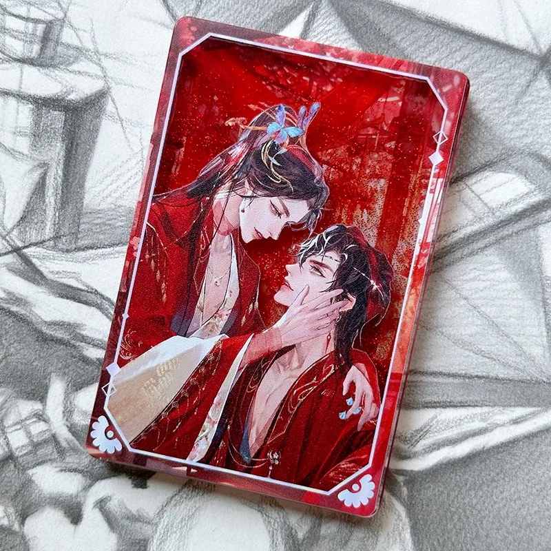 Anime Tian Guan Ci Fu Cosplay Hua Cheng Xie Lian Wedding Cartoon Acrylic Flowing Quicksand Mahjong Ornament Student Props Gifts