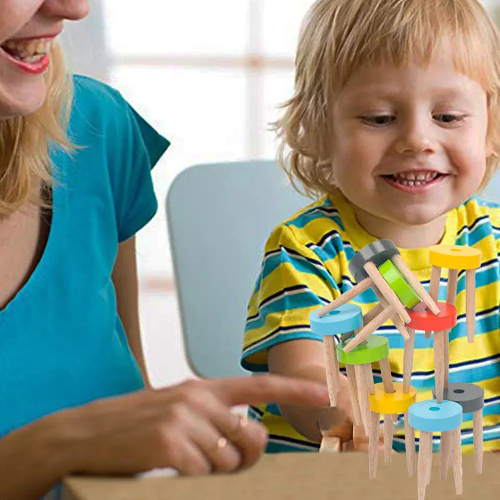 

1 Set Stacking Chair Balance Game Wooden Chairs Blocks for Kids Educational Interactive Play Gift