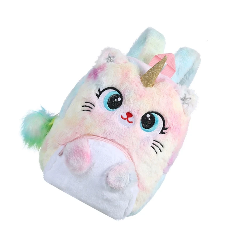 à bandoulière en peluche chat, à dessin animé à sangle réglable, joli d'école à grands yeux, cadeau pour