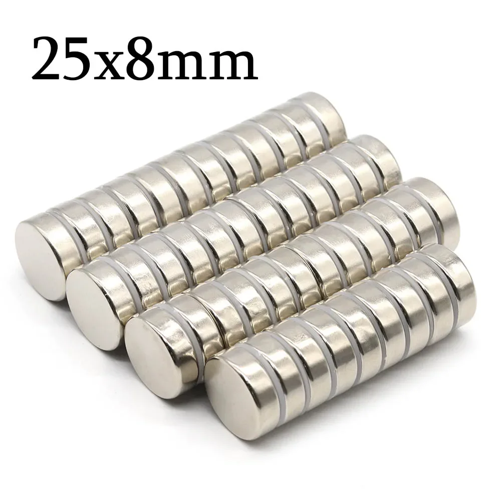 

25mmx8mm Super Strong Round Neodymium Magnet Powerful Magnets N35 small Permanent Magnetic NdfeB Refrigerator Magnet 25x8