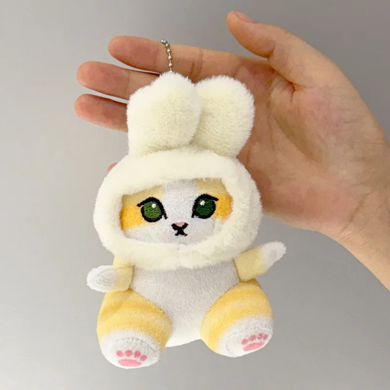 Coelhinho macio dos desenhos animados gato boneca de pelúcia chaveiro mini saco decoração brinquedo de pelúcia postura sentada gato natal surpresa presentes de pelúcia
