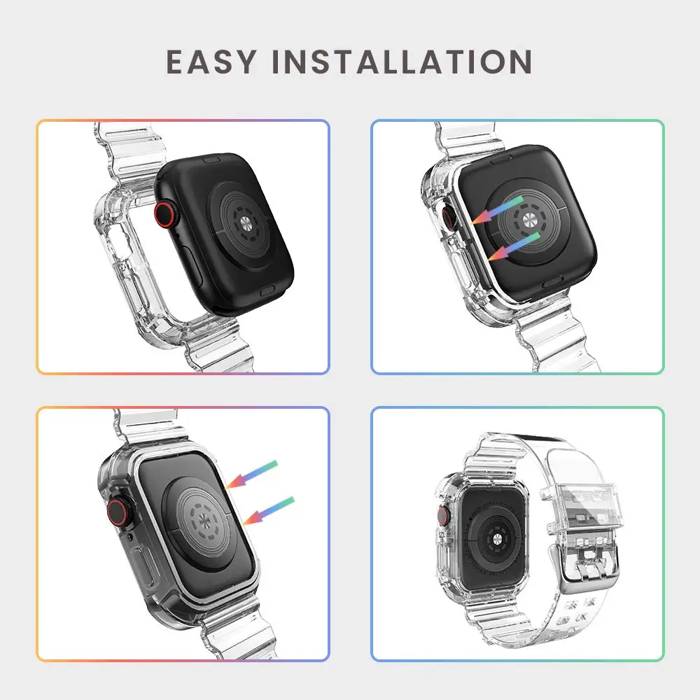 Capa e pulseira para Apple Watch, Ultra Bands, Pulseiras Plásticas para iWatch Series 9, 8, 7, 6, SE, 5, 4, 49mm, 45mm, 44mm, 42 milímetros, 41