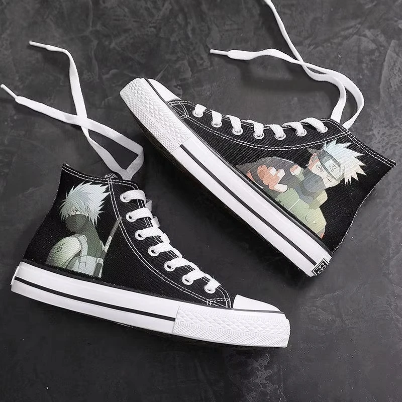 

spring Men Canvas Shoes High-Top Uzumaki Naruto Uchiha Sasuke Casual Couple Shoes Sneakers Anime Graffiti Shoes Holiday Gifts