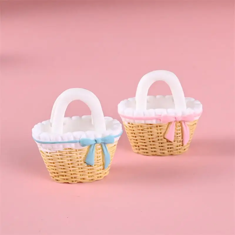 2/3 Uds. Casa de muñecas en miniatura, cesta de flores de bambú y ratán, modelos, accesorios para casa de muñecas, decoración, juguetes para juego de imitación para niños, regalo DIY