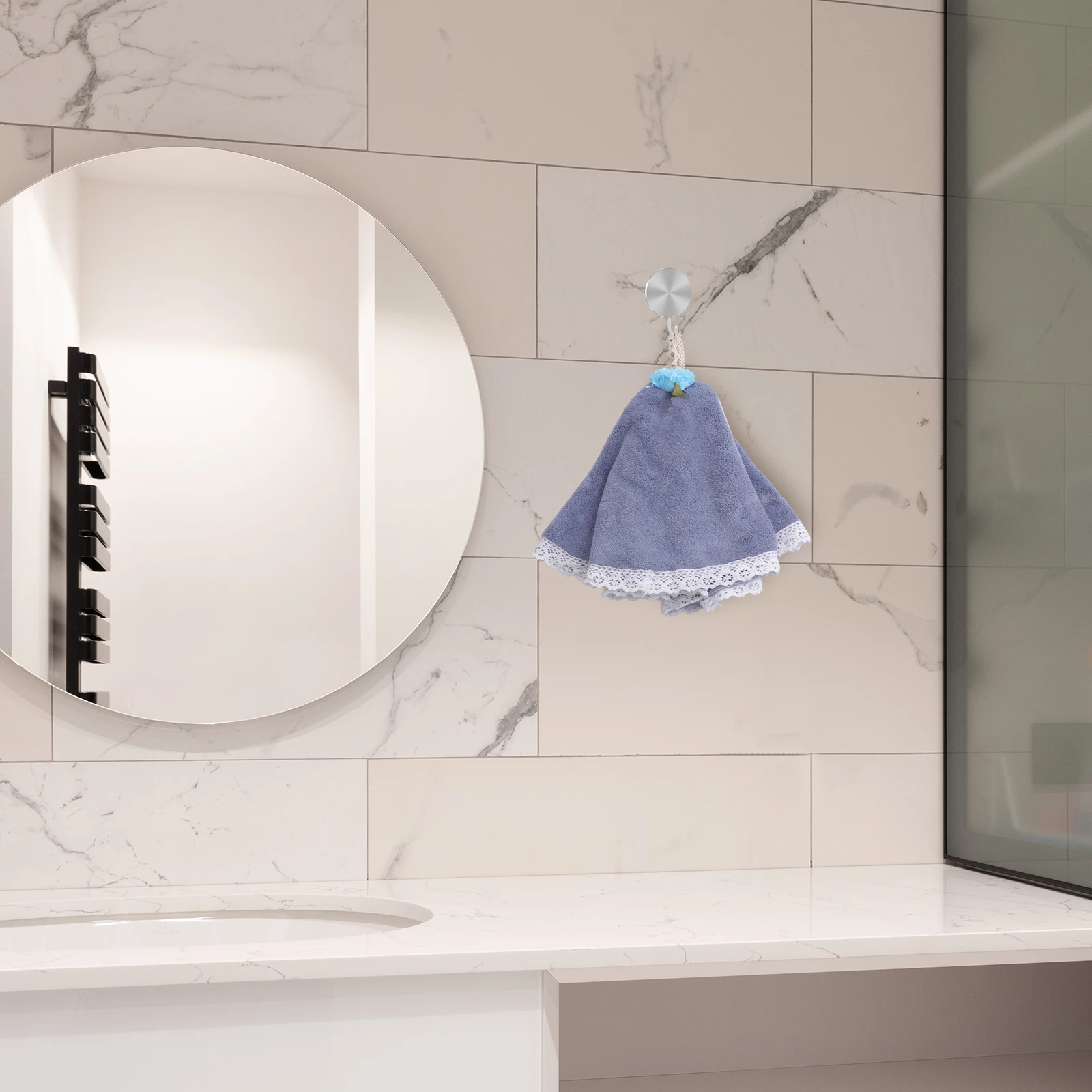 

2Pcs Coral Fleece Round Hand Towels Highly Absorbent Quick Dry Soft Surface Non Scratch for Kitchen Dish Car Body Cleaning