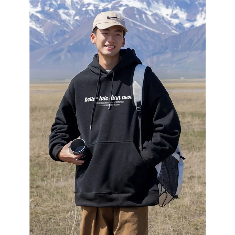 

Мужская толстовка-худи очень большого размера (300 Pou) с модным буквенным принтом, новая модная верхняя одежда для осени и зимы