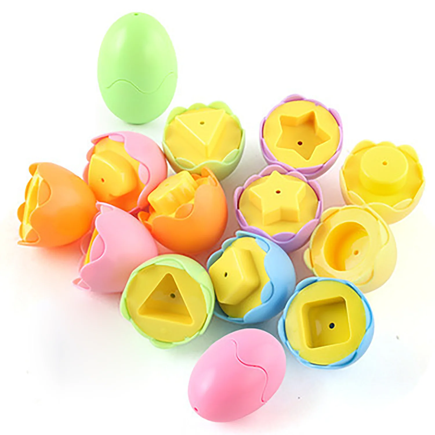 6PCS Montessori Smart Eggs 3D Puzzle Toys for Children Educational Learning Math Toy Kids Color Shape Recognize Match Easter Egg