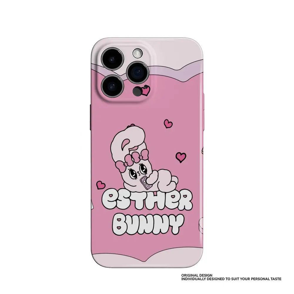 

Чехол для телефона Esthers Bunny для Samsung S25 24 23 22, глянцевый HD с тонкими отверстиями, жидкая пленка, твердый корпус