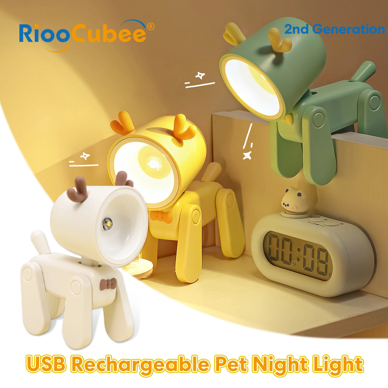 

Ночник RiooCubee 2-го поколения в виде сика, светодиодный, с зарядкой от USB, настольная лампа для прикроватной тумбочки, рабочего стола, шкафа — лучший подарок на праздник