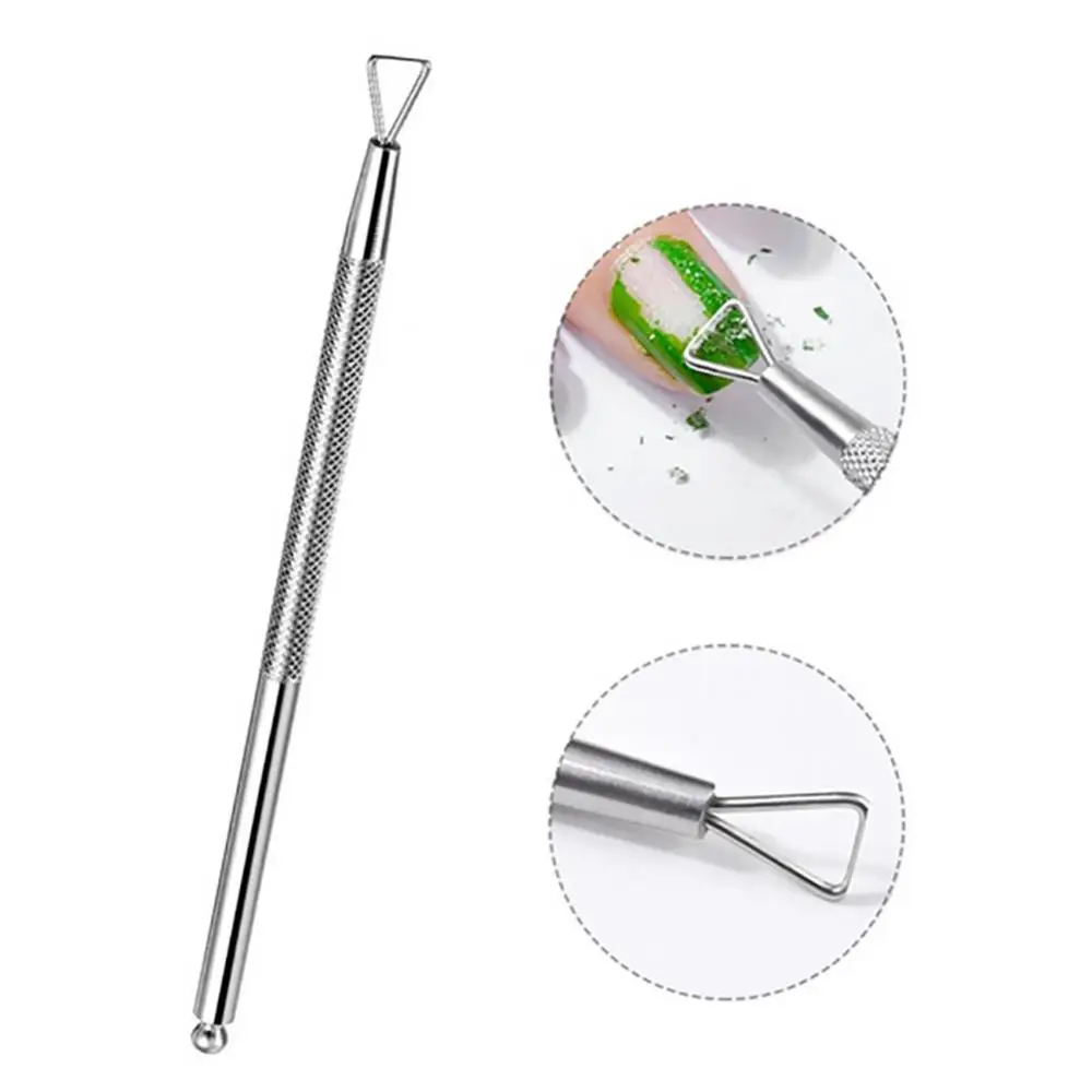 Nail Art Polish UV Gel Stainless Steel Remover Rod Pusher Cleaner Manicure Tool