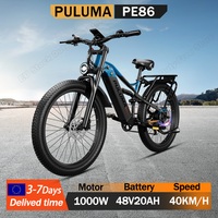 PULUMA PE86 Adult Electric Bike 1000W Motor 48V20AH Battery Mountain Electric Bicycle 26*3 Inch Fat Tire Hydraulic Brake E-bike