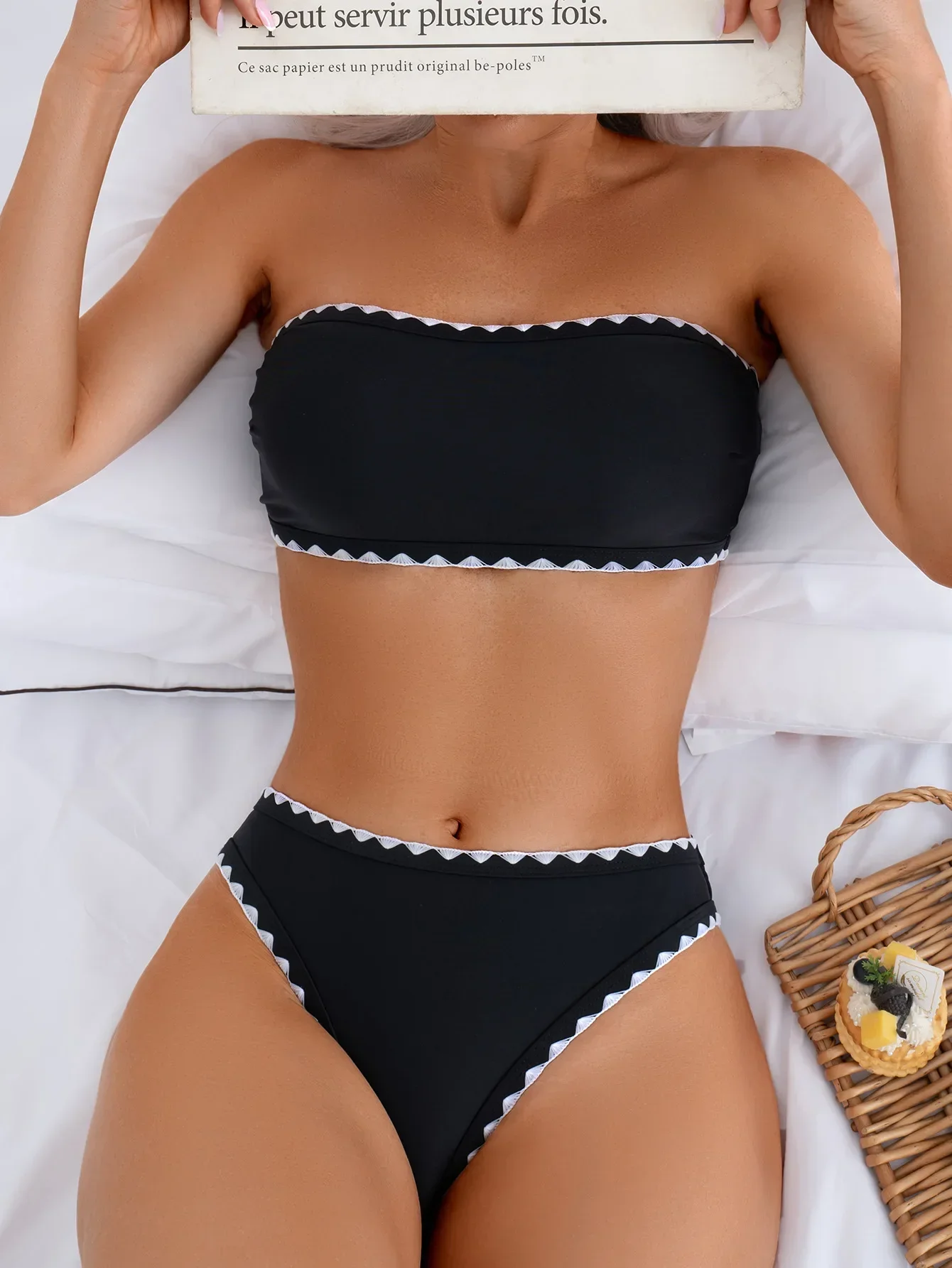 2025 novo conjunto de biquíni feminino sexy sem alças bandeau sem costas maiô 2 peça conjunto praia férias verão maiô