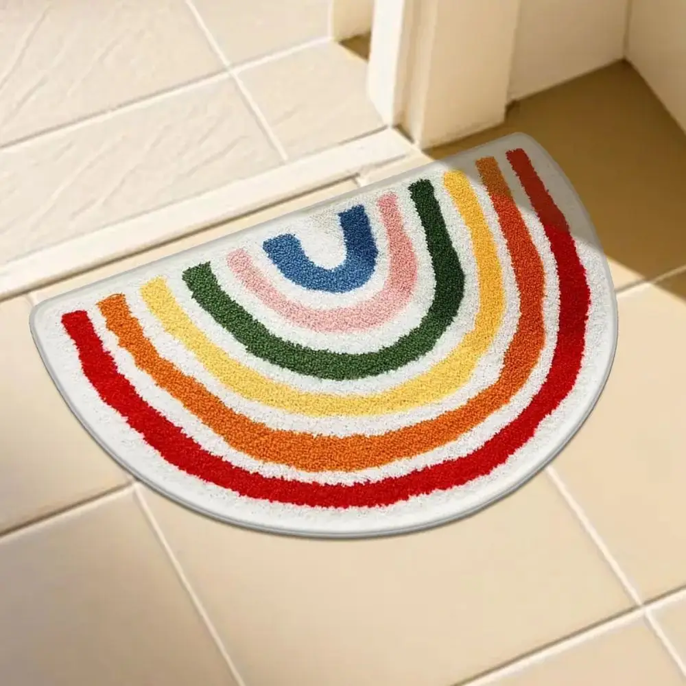 VIKAMA Regenbogenfarbene Fußmatten für moderne Heimdekoration, Fußmatten für den Innen- und Außenbereich, rutschfeste weiche Teppiche für das Badezimmer