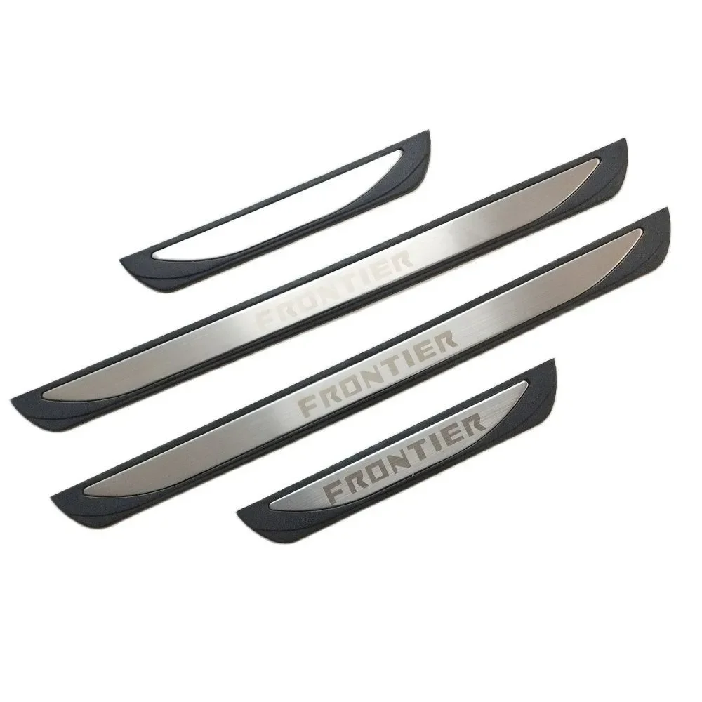 4PCS/SET Plastic Stainless Steel 2017-2023 For Nissan FRONTIER PRO 4X Auto Door Sill Pedal Welcome Scuff Plate Cover Car Sticker