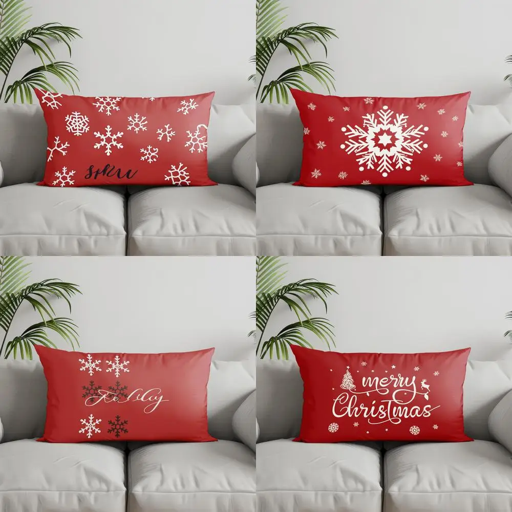

Домашний декор, снежинка, красная подушка со снегом, подходит для дивана, спальни, автомобиля, наволочка, прямоугольная подушка для спины