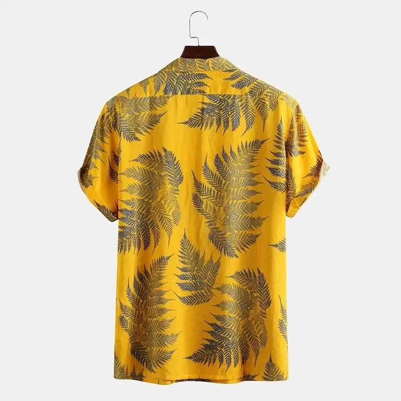 

Summer Men's Hawaiian Cotton irt ort Sve adient Dyed Stand Fit Youth Faion Commute Wear Floral Print Zipper Clo...