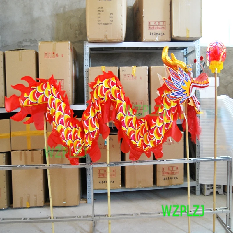 Dragon Dance Costume 4m Silk  4 Players size 5 Children Students Event Park Stage Festival Chinese Traditional Performance