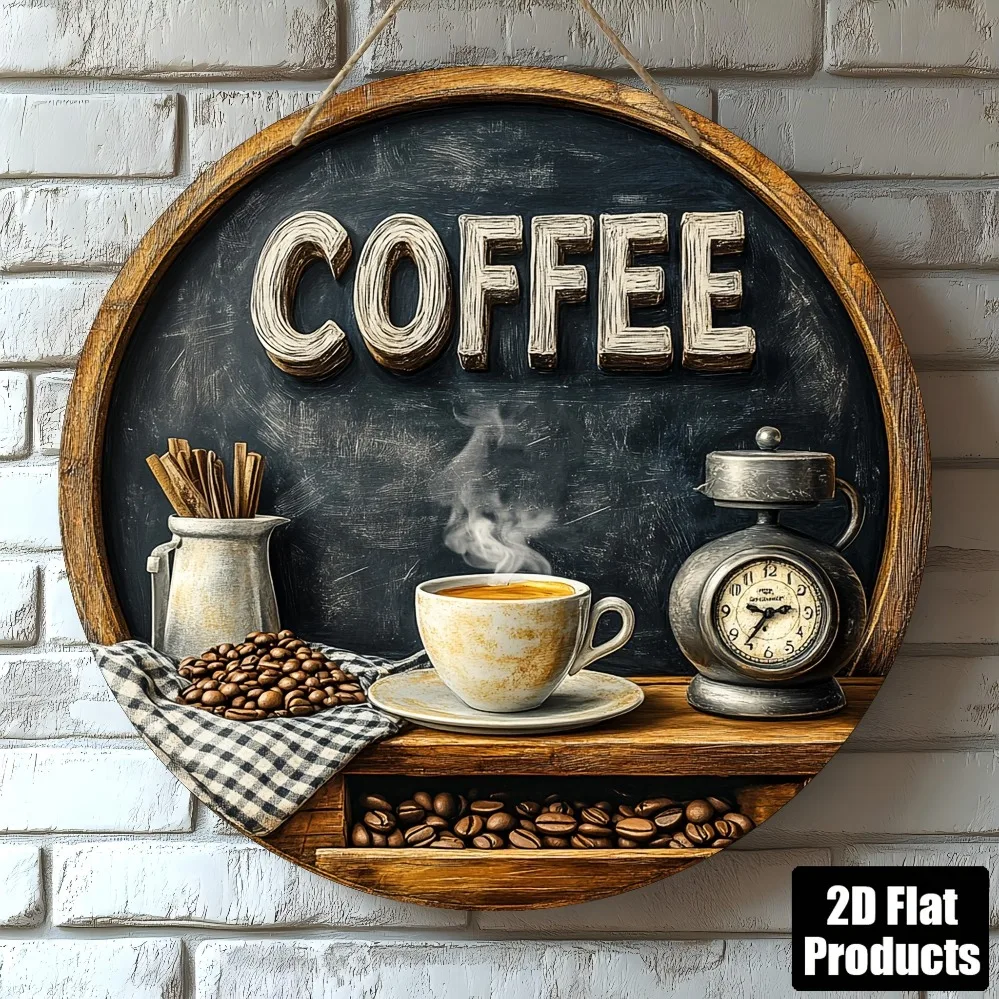 2D Metallschild Retro Runde Metalldekoration, Bar Küche Café Wohnzimmer Büro Wandkunst, Feiertagsgeschenk für Geschäfte