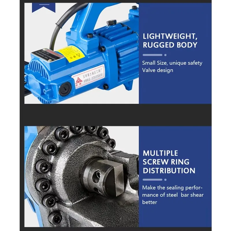 Electric Hydraulic Rebar Bender Handheld Hydraulic Rebar Bending Machine Cutting Saw for Fast and Efficient Rebar Cutting