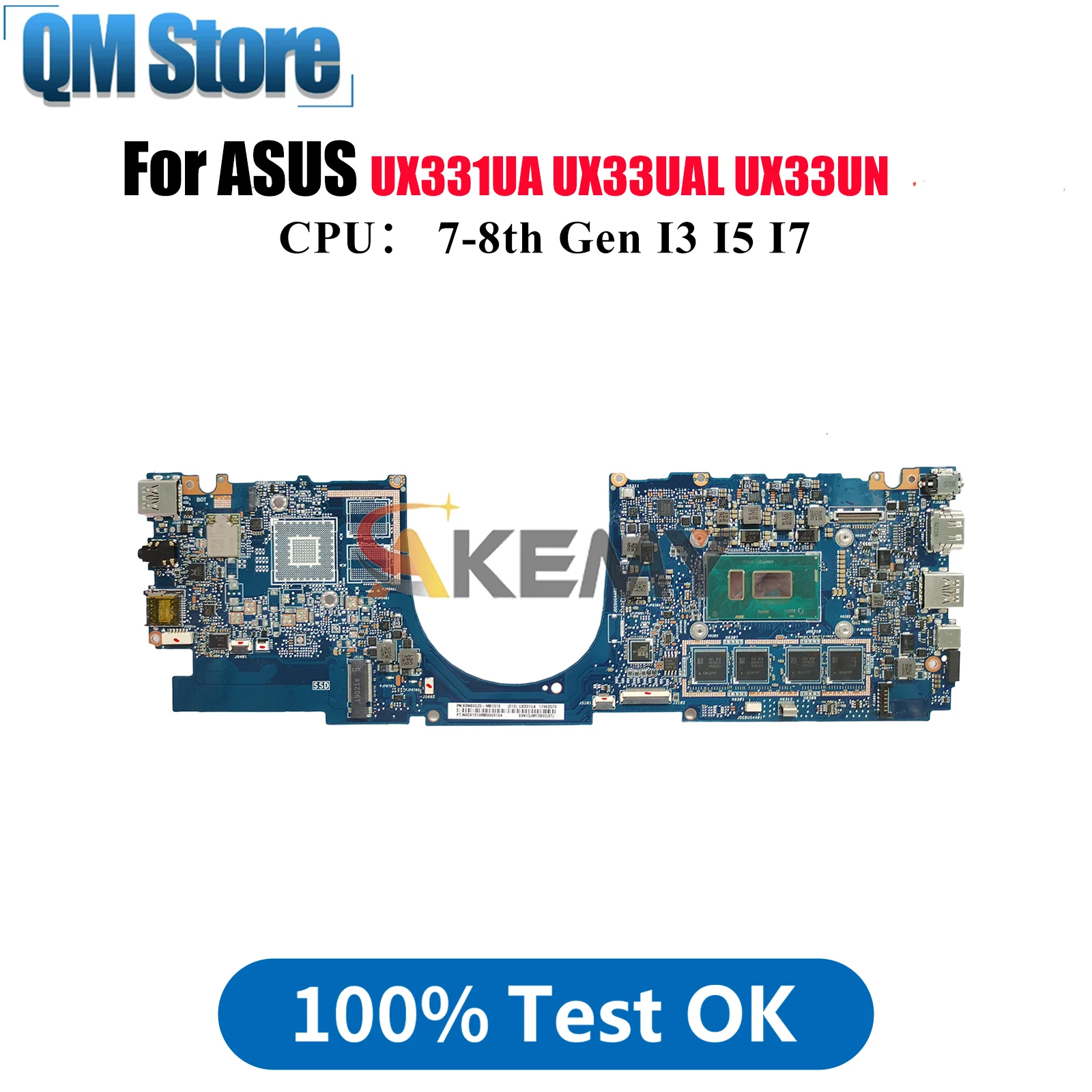 

UX331UA Материнская плата для ноутбука ASUS ZenBook U3300U BX331U UX33UA UX33UAL UX33UN UX331 Материнская плата с процессором I3 I5 I7 100% тест в порядке