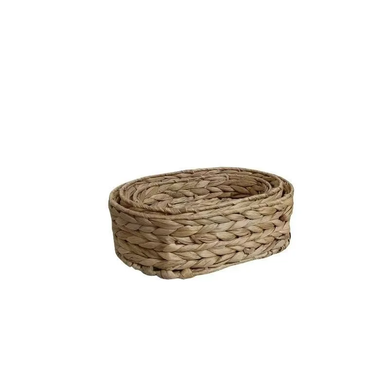 

3pcs/set Handwoven Water Hyacinth Grass Storage Basket Kitchen Fruit Vegetable Basket Breakfast Bread Basket Durable Home Decor