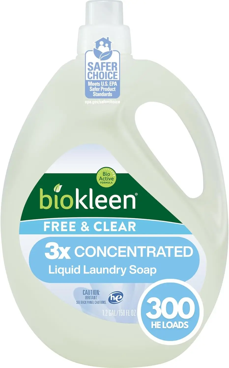 

Free & Clear Natural 3X Concentrated Liquid Laundry Detergent, 300 Loads, Plant-Based, Hypoallergenic, Removes Stains &