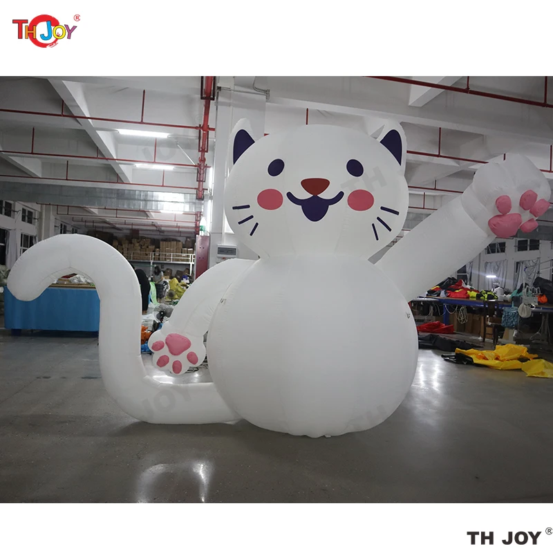 

3m tall Cute Giant inflatable white cat cartoon For Outdoor Advertising