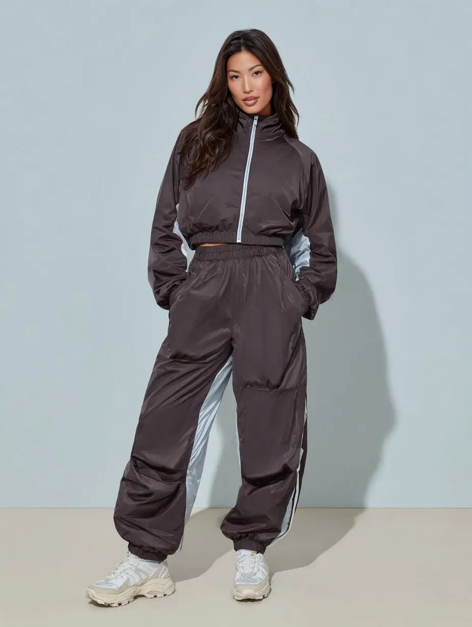 

Mia Muse Select Autumn Sets 2025 Women's Plain Long Sleeve Stand Collar Zipper Jackets Elastic Waist Pants Casual Sets