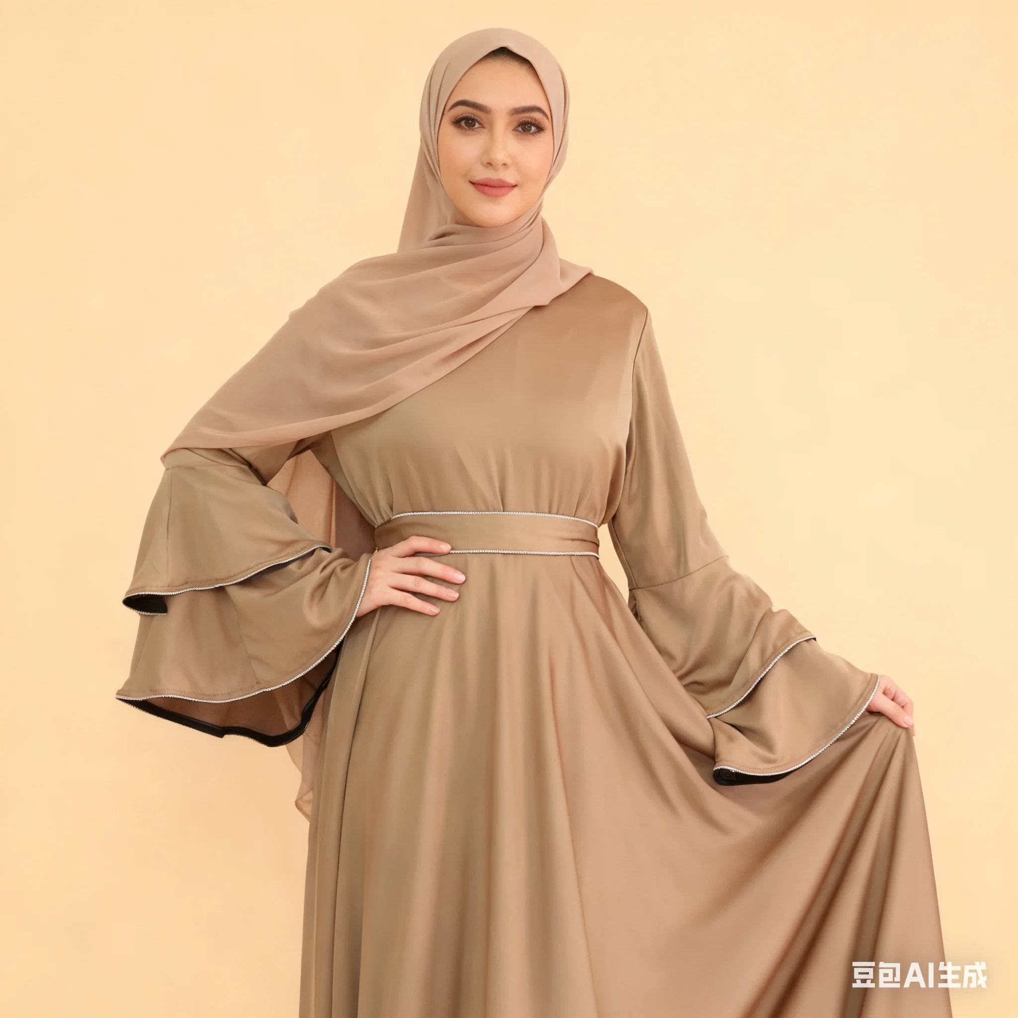 

Eid Satin Modest Dubai Abaya Muslim Women Dress Flare Sleeve Kebaya Kaftan Caftan Marocain Femme Robe Jalabiya Islam Clothing