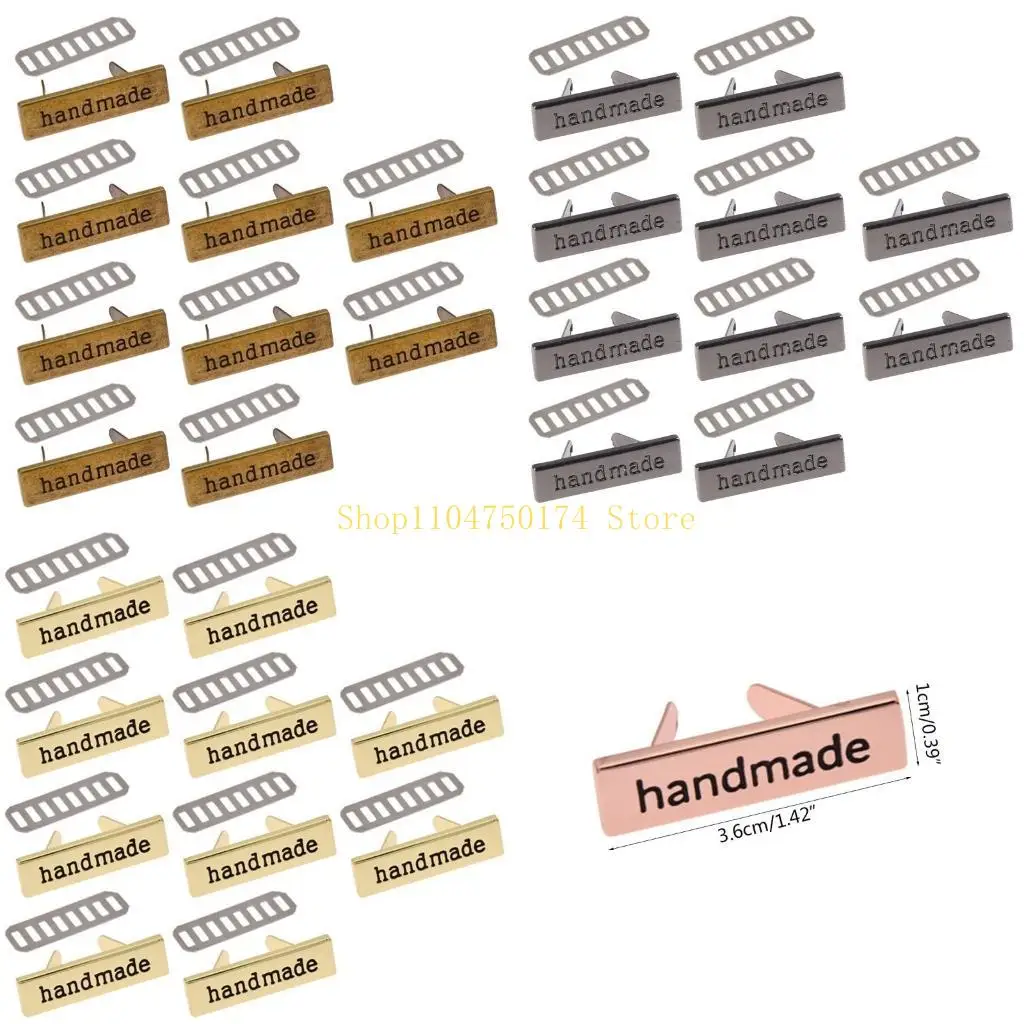 10pcs Metal Handmade Labels Tags for Clothes Jeans Shoes Bags Garment Rectangle Hand Made Printed Label DIY Sewing top sale