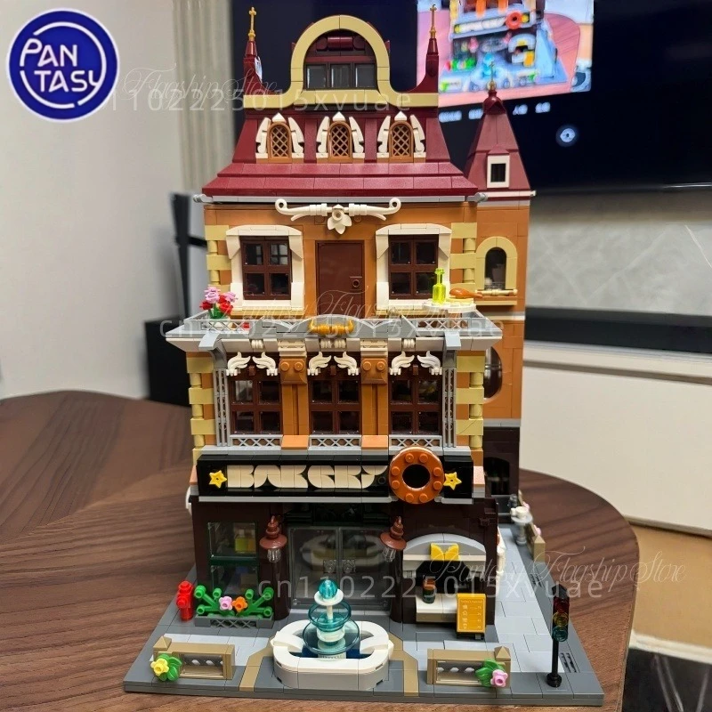 

Pantasy European Style Bakery Building Blocks Large Collection Street Scene Assembly Model Toy Desktop Decoration Christmas Gift