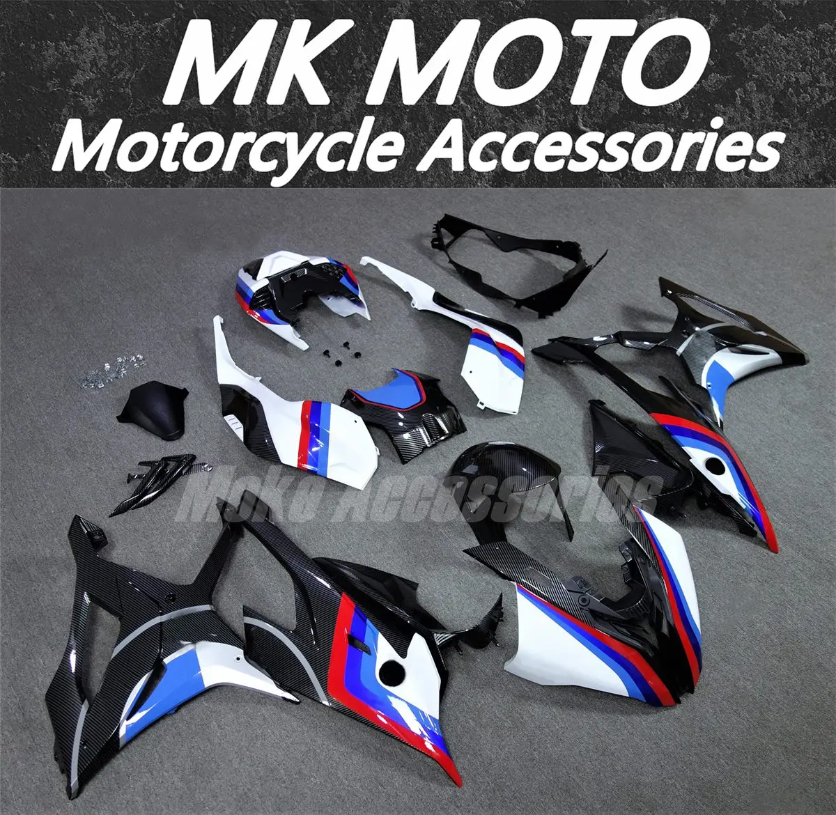 Fairings Kit Fit For M1000RR S1000rr 2019 2020 2021 2022 Bodywork Set Injection Red White Blue Black Carbon fiber texture