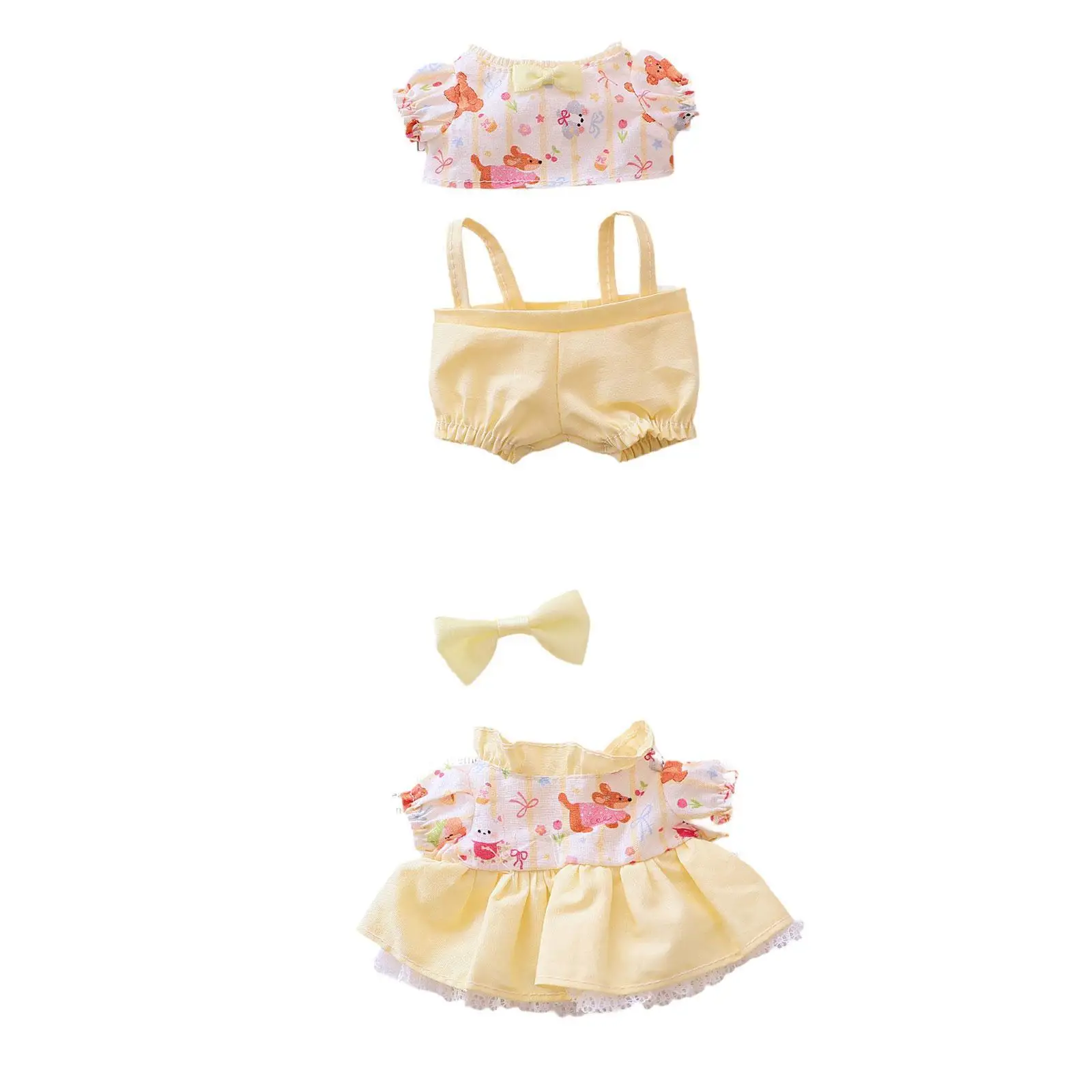 Pluche poppenkleertjes voor poppen van 15-17 cm, doe-het-zelf-kostuums, zachte pluche popaccessoires