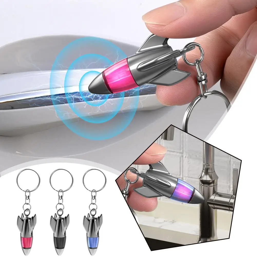 

Car Static Eliminator Keychain Head Rocket Lightning Removing Keychain Tools Decorative Shaped Static Pendant Auto Static I4R2