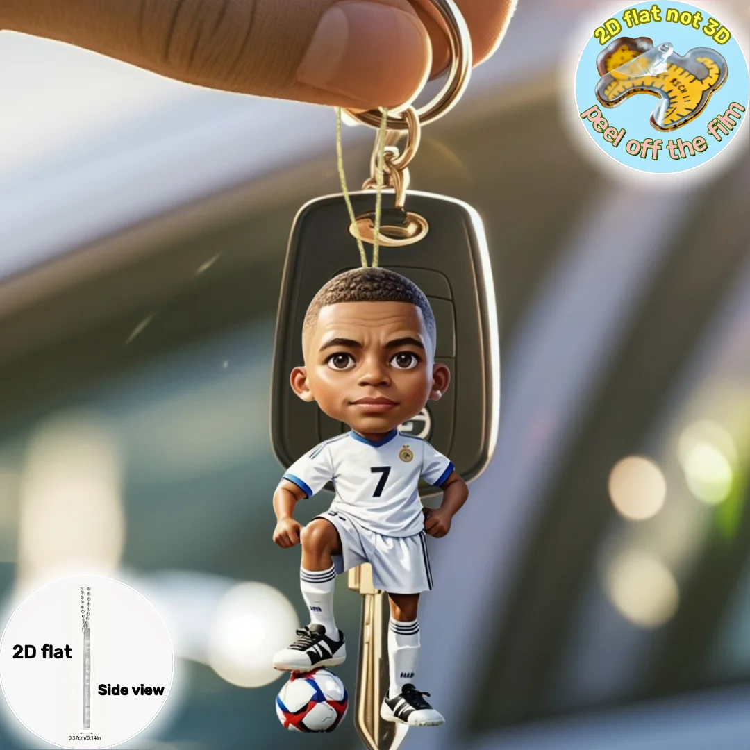 Брелок-подвеска Mbappe Star для футболиста, футбольный спортивный 2D плоский акриловый орнамент, подвесной декор для автомобиля, сумки, праздники, подарки, сделай сам Брелок-подвеска Mbappe Star для футболиста, футбольный спортивный 2D плоский акриловый орнамент, подвесной декор для автомобиля, сумки, праздники, подарки, сделай сам