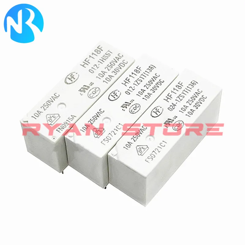 5PCS 100% New Original Power Relay JQX-118F HF118F 005 012 024 1ZS1T 1HS5T 1ZS1 (136) 12VDC 4/5Pin 10A 250VAC JQX-118F-012-1ZS1